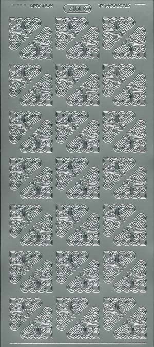 1017 - Hjørner, stickers, sølv.